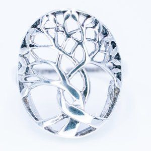 Tree and Roots Silver Ring